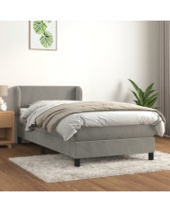 Sommier à lattes de lit et matelas Gris clair 90x200 cm Velours | Mobilier & Déco