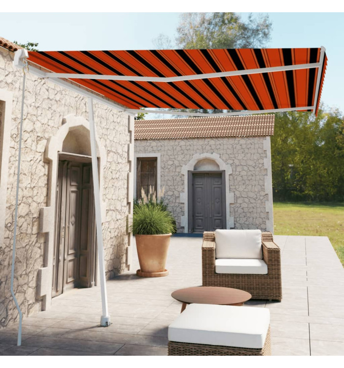 Auvent manuel rétractable sur pied 300x250 cm Orange et marron | Mobilier & Déco