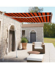 Auvent manuel rétractable sur pied 300x250 cm Orange et marron | Mobilier & Déco