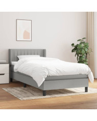 Sommier à lattes de lit avec matelas Gris clair 90x200 cm Tissu | Mobilier & Déco