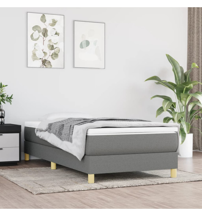 Sommier à lattes de lit avec matelas Gris foncé 80x200 cm Tissu | Mobilier & Déco