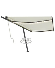 Auvent automatique avec capteur de vent et LED 500x350 cm Crème | Mobilier & Déco
