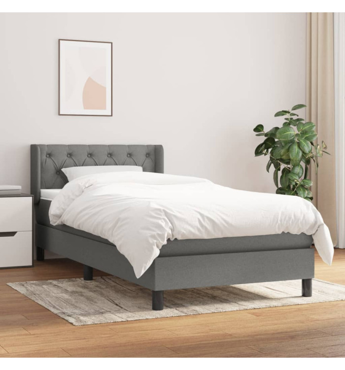 Sommier à lattes de lit avec matelas Gris foncé 80x200 cm Tissu | Mobilier & Déco