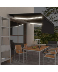 Auvent manuel rétractable et store et LED 4x3 m Anthracite | Mobilier & Déco