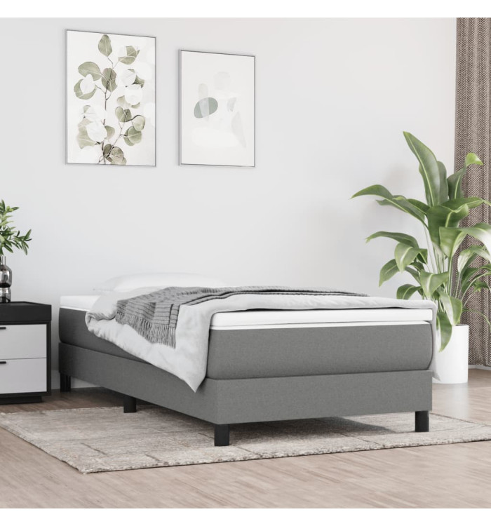 Sommier à lattes de lit avec matelas Gris foncé 80x200 cm Tissu | Mobilier & Déco