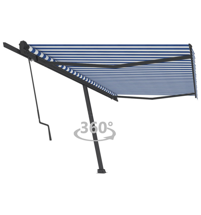 Auvent automatique sur pied 500x350 cm Bleu/Blanc | Mobilier & Déco