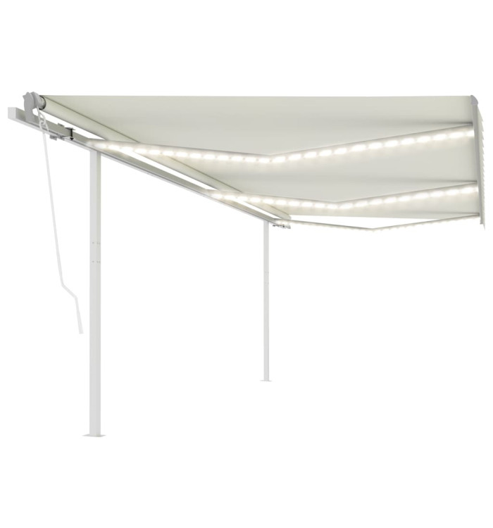 Auvent automatique et capteur de vent et LED 6x3,5 m Crème | Mobilier & Déco