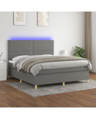 Sommier à lattes de lit et matelas et LED Gris foncé 160x200 cm | Mobilier & Déco