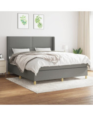 Sommier à lattes de lit avec matelas Gris foncé 160x200cm Tissu | Mobilier & Déco