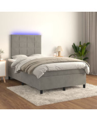 Sommier à lattes de lit matelas et LED Gris clair 120x200 cm | Mobilier & Déco