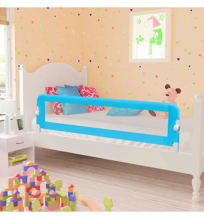 Barrière de sécurité de lit d'enfant Bleu 120x42 cm Polyester | Mobilier & Déco