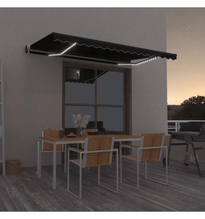 Auvent automatique capteur de vent et LED 400x350 cm Anthracite | Mobilier & Déco
