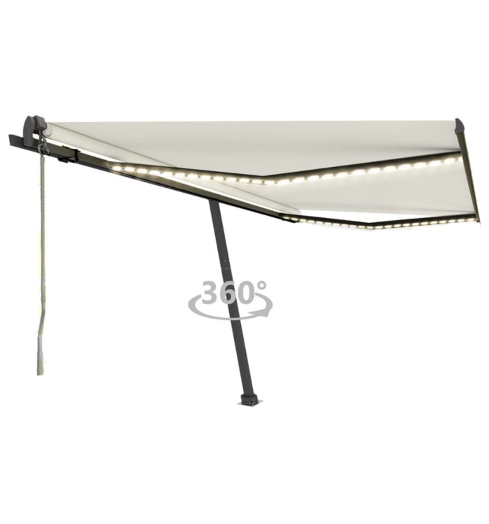 Auvent automatique avec capteur de vent et LED 400x350 cm Crème | Mobilier & Déco