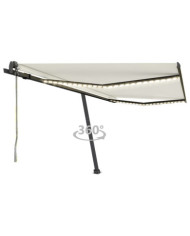 Auvent automatique avec capteur de vent et LED 400x350 cm Crème | Mobilier & Déco