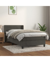 Sommier à lattes de lit et matelas Gris foncé 90x200 cm Velours | Mobilier & Déco