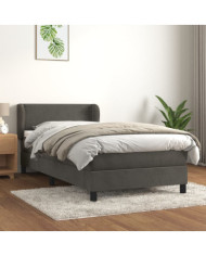 Sommier à lattes de lit et matelas Gris foncé 90x200 cm Velours | Mobilier & Déco