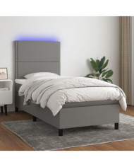 Sommier à lattes de lit et matelas et LED Gris foncé 100x200 cm | Mobilier & Déco