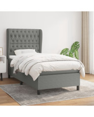 Sommier à lattes de lit avec matelas Gris foncé 100x200cm Tissu | Mobilier & Déco