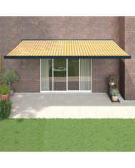 Auvent rétractable jaune et blanc 5x3 m tissu et aluminium | Mobilier & Déco