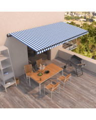 Auvent rétractable automatique 600x350 cm Bleu et blanc | Mobilier & Déco