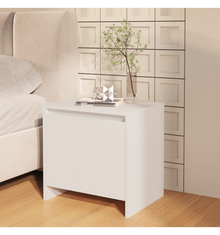 Table de chevet blanc 45x34x44,5 cm bois d’ingénierie | Mobilier & Déco