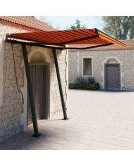 Auvent manuel rétractable avec poteaux 3,5x2,5 m Orange/marron | Mobilier & Déco