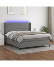 Sommier à lattes de lit matelas LED Gris foncé 160x200 cm Tissu | Mobilier & Déco