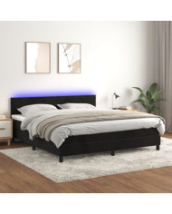Sommier à lattes de lit avec matelas LED Noir 180x200cm Velours | Mobilier & Déco