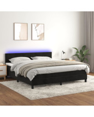 Sommier à lattes de lit avec matelas et LED Noir 180x200 cm | Mobilier & Déco