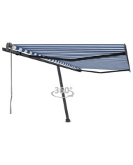 Auvent automatique sur pied 400x350 cm Bleu/Blanc | Mobilier & Déco