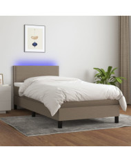 Sommier à lattes de lit avec matelas LED Taupe 100x200 cm Tissu | Mobilier & Déco