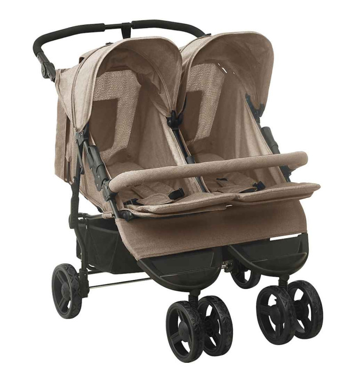 Poussette à deux places Taupe Acier | Mobilier & Déco