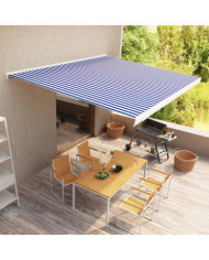 Store à cassette manuel 500x300 cm Bleu et blanc | Mobilier & Déco