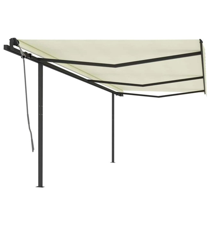 Auvent automatique rétractable avec poteaux 6x3 m Crème | Mobilier & Déco