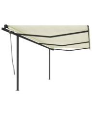 Auvent automatique rétractable avec poteaux 6x3 m Crème | Mobilier & Déco