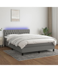 Sommier à lattes de lit et matelas et LED Gris foncé 140x200 cm | Mobilier & Déco