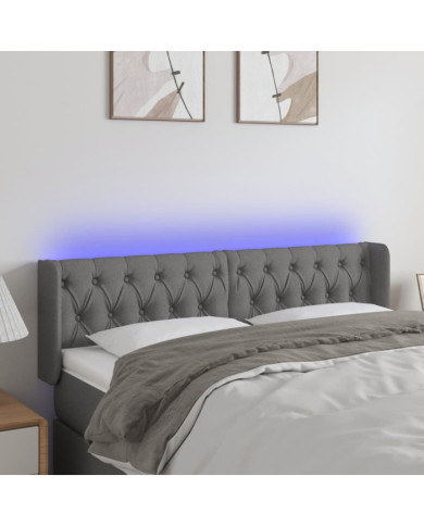Tête de lit à LED Gris foncé 147x16x78/88 cm Tissu | Mobilier & Déco