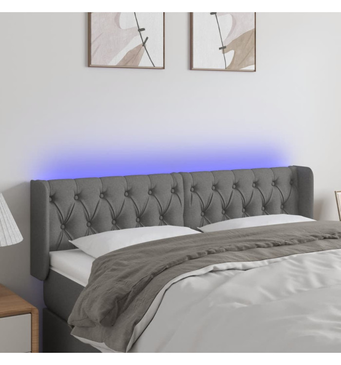 Tête de lit à LED Gris foncé 147x16x78/88 cm Tissu | Mobilier & Déco