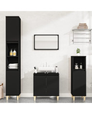 Ensemble de meubles salle de bain 3 pcs noir bois d'ingénierie | Mobilier & Déco