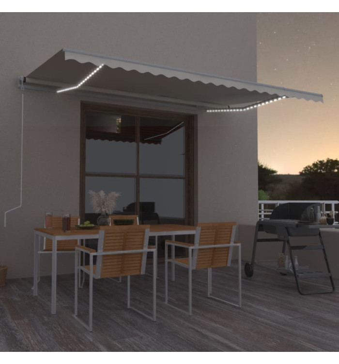 Auvent automatique avec capteur de vent et LED 500x350 cm Crème | Mobilier & Déco