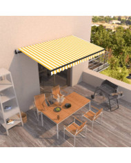 Auvent rétractable automatique 450x300 cm Jaune et blanc | Mobilier & Déco
