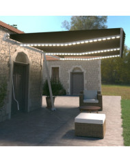 Auvent manuel rétractable avec LED 600x350 cm Anthracite | Mobilier & Déco