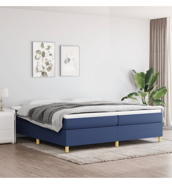 Cadre de lit sans matelas bleu 200x200 cm tissu | Mobilier & Déco