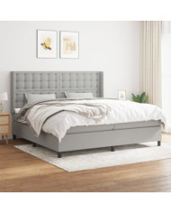 Sommier à lattes de lit avec matelas Gris clair 200x200cm Tissu | Mobilier & Déco