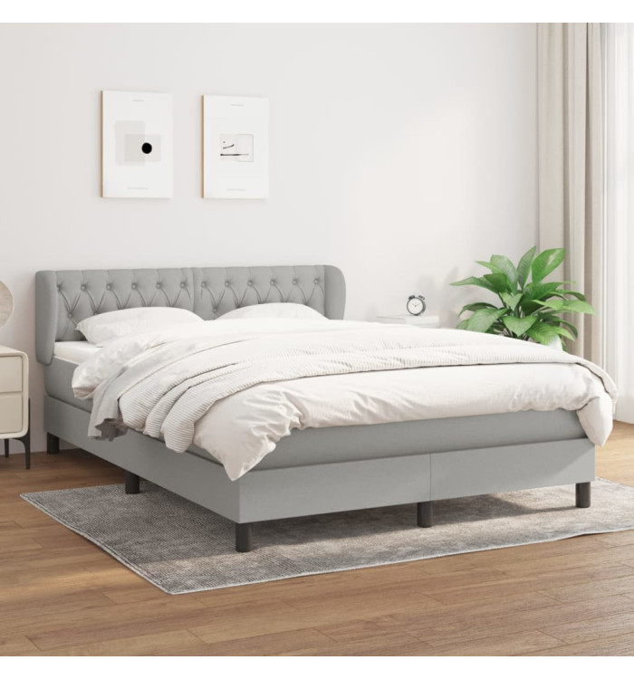 Sommier à lattes de lit avec matelas Gris clair 140x190cm Tissu | Mobilier & Déco