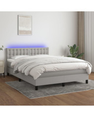 Sommier à lattes de lit et matelas et LED Gris clair 140x190 cm | Mobilier & Déco