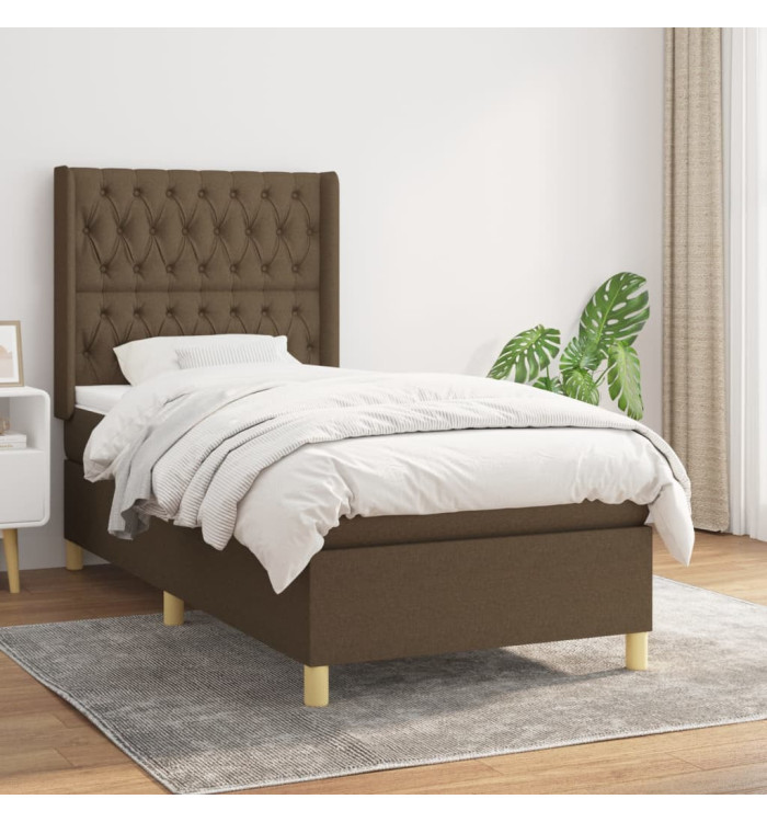 Sommier à lattes de lit avec matelas Marron foncé 100x200 cm | Mobilier & Déco