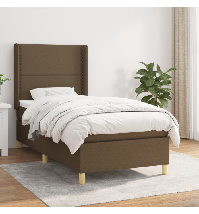 Sommier à lattes de lit avec matelas Marron foncé 100x200 cm | Mobilier & Déco