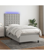 Sommier à lattes de lit et matelas et LED Gris clair 100x200 cm | Mobilier & Déco