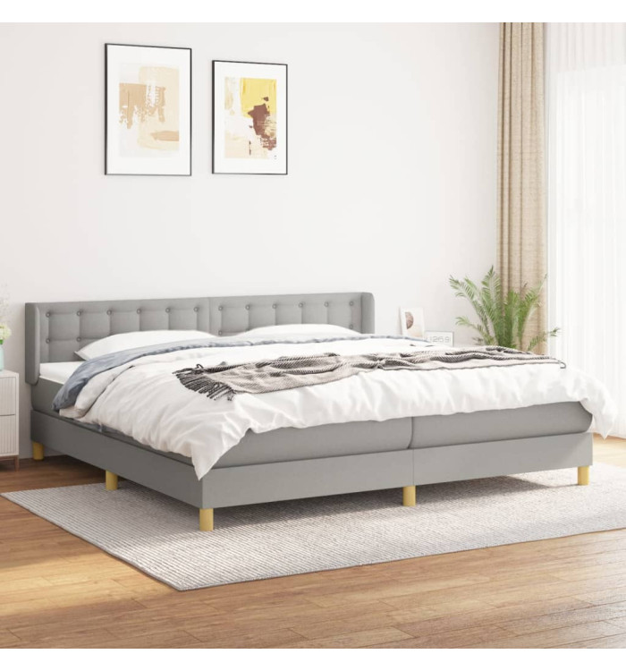 Sommier à lattes de lit avec matelas Gris clair 200x200cm Tissu | Mobilier & Déco